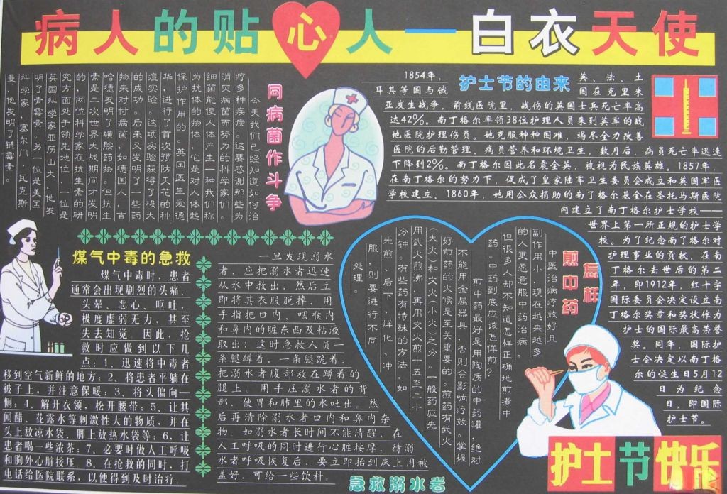 庆祝5.12国际护士节黑板报设计：病人的贴心人－－白衣天使