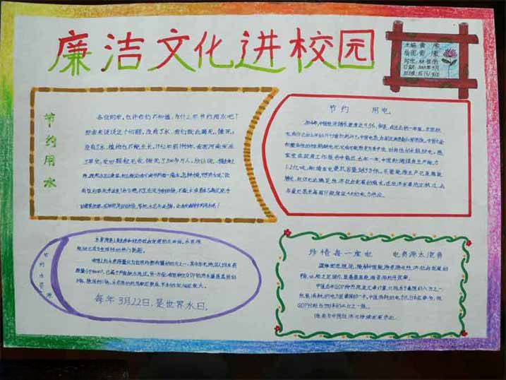 六年级小学生反腐倡廉手抄报：廉洁文化进校园