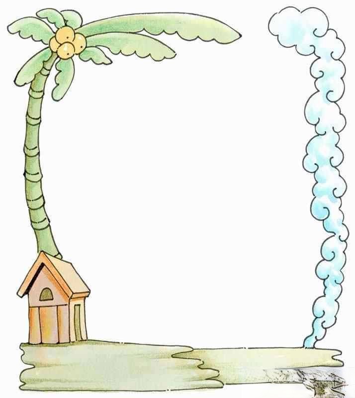 手抄报边框图片：椰子树与彩云
