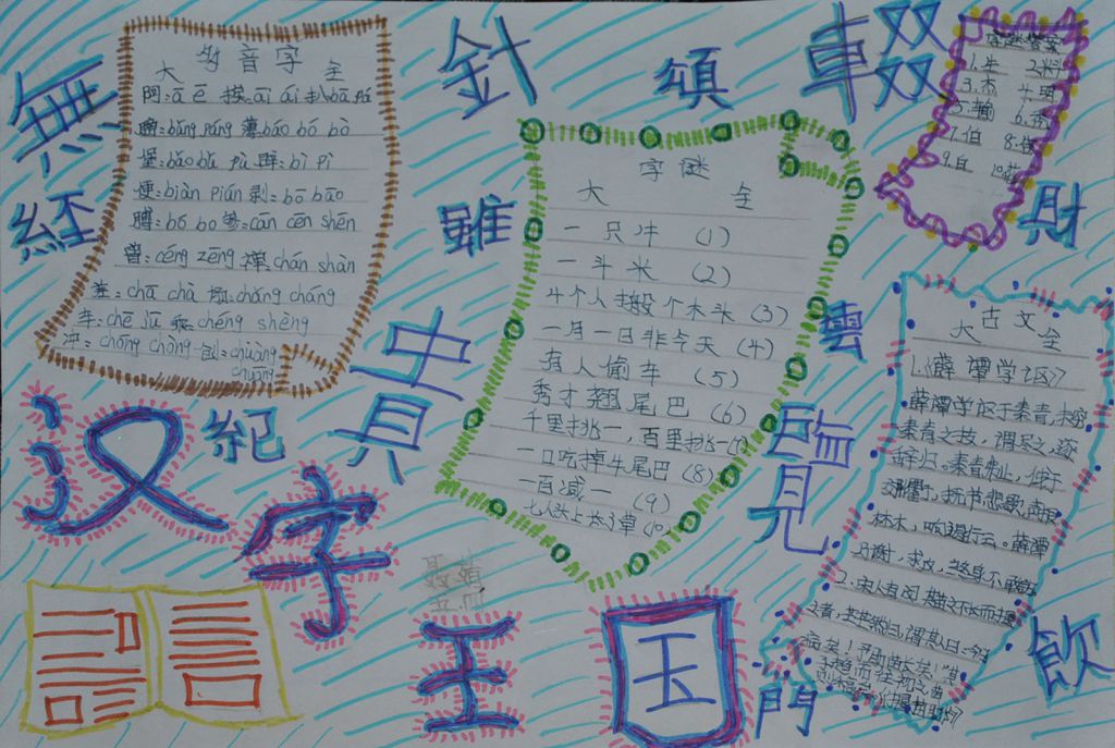四年级遨游汉字王国手抄小报