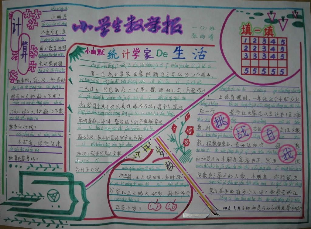 小学一年级数学手抄报