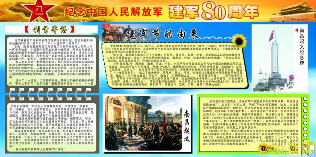 庆祝建军节80周年黑板报设计：南昌起义