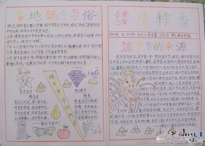 小学生端午节主题手抄报6：缕缕粽香