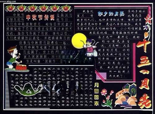 部队庆祝中秋节黑板报：十五的月亮