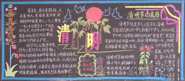 清明节缅怀革命英雄专题黑板报设计图片：清明节由来/董肖东烈士