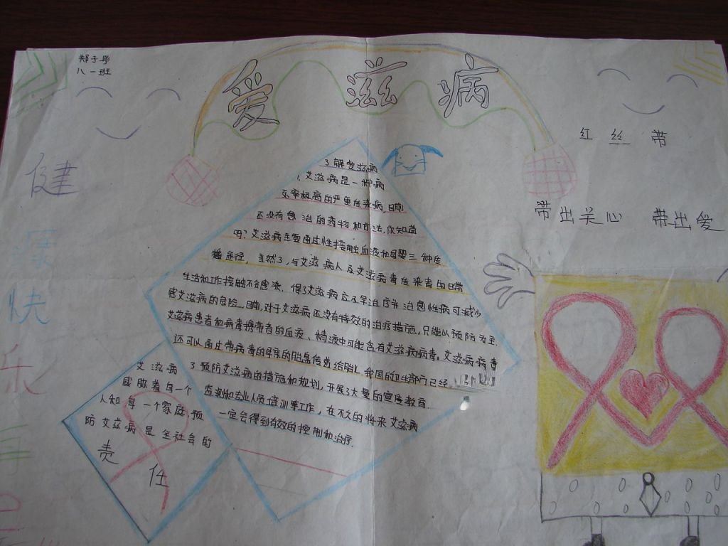 八年级学生爱滋病手抄报