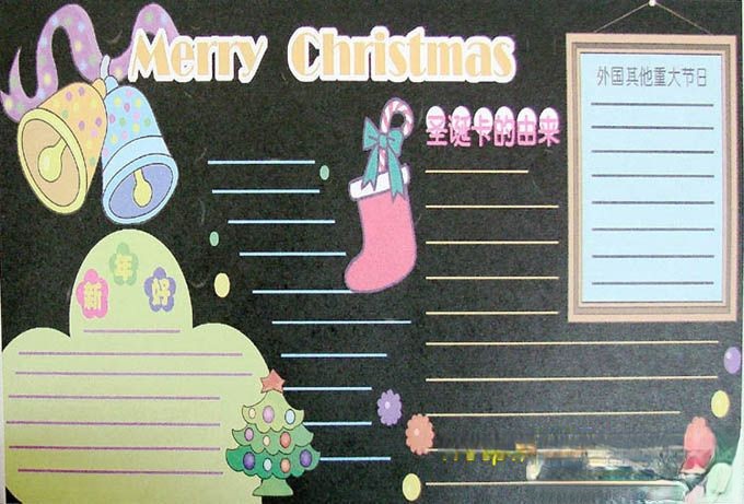 圣诞节黑板报版式设计：Merry christmas