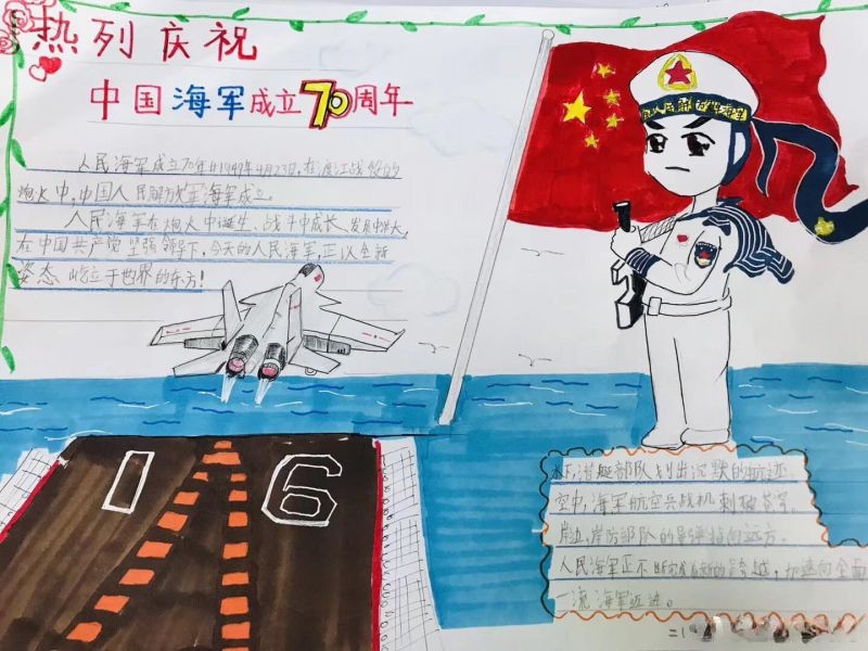 中国海军成立70周年手抄报