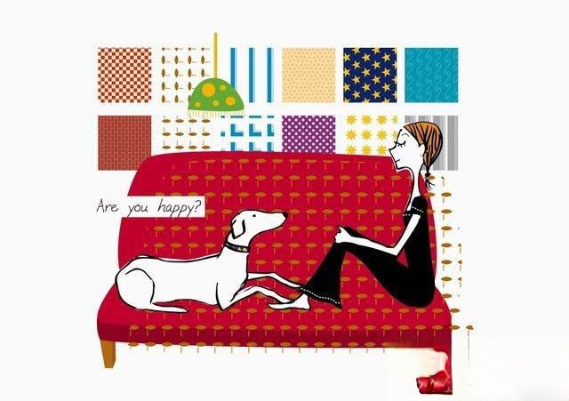 板报插图：女人与狗