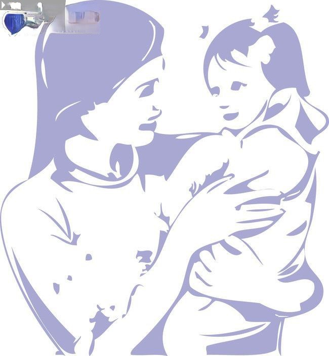 母亲节板报插图-抱孩子的妈妈